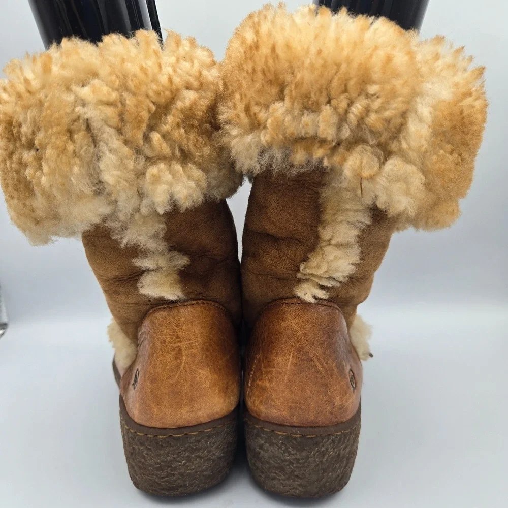 Born Boots Womens Sz 10/42 Chestnut Nome W5198 Tan Leather Shearling Fur Suede